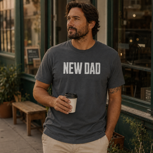 New Dad graphic tee, bold block lettering design - EvoDad Co.