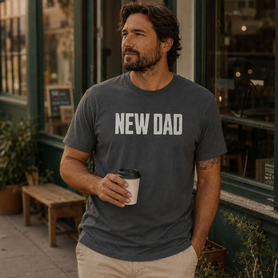 New Dad graphic tee, bold block lettering design - EvoDad Co.