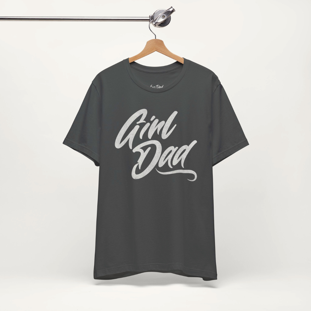 Charcoal Girl Dad tee on a hanger - EvoDad Co. graphic t-shirt