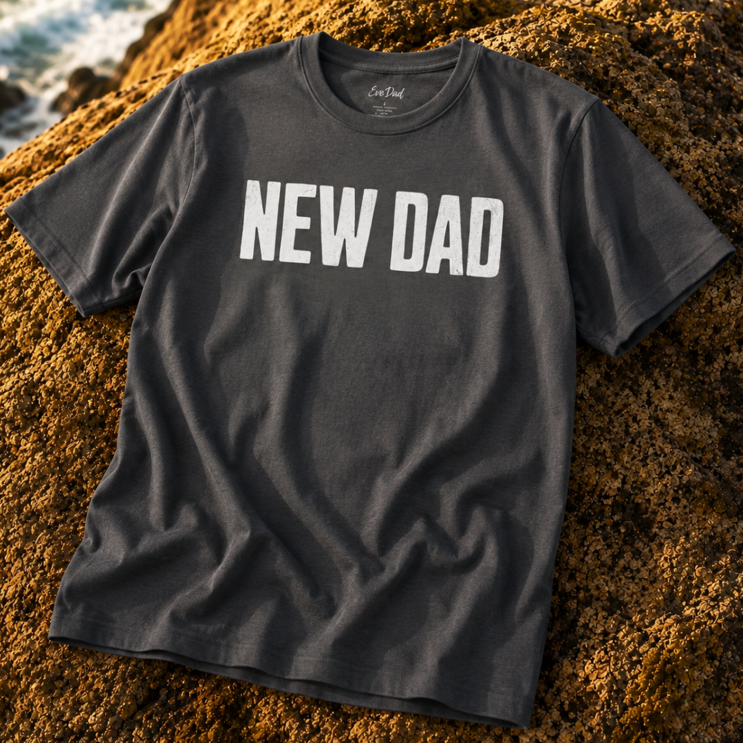 New Dad graphic tee, bold block lettering design - EvoDad Co.