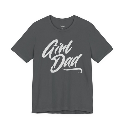 Charcoal Girl Dad graphic tee with script lettering design - EvoDad Co.