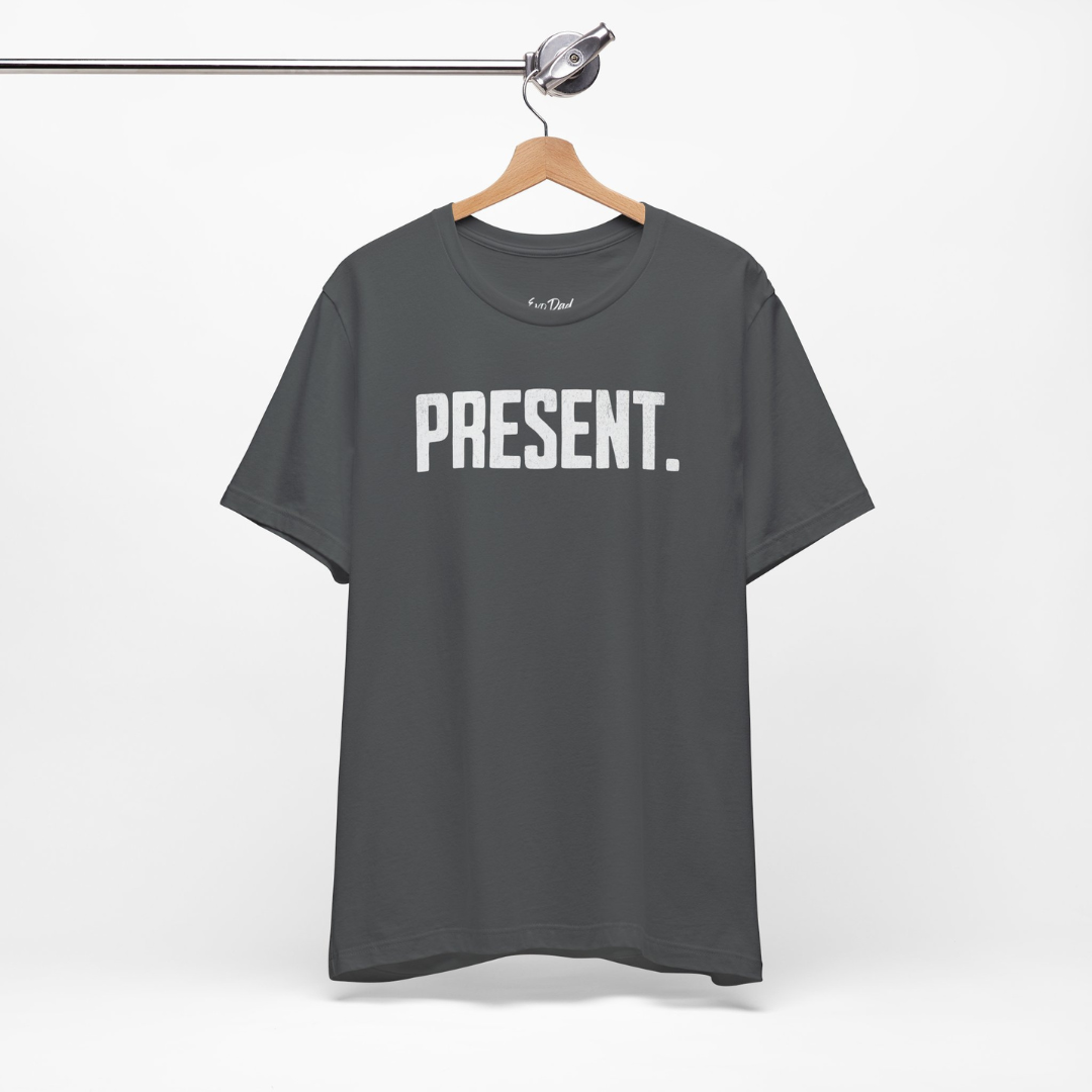 Present Dad graphic tee, minimalist bold typography design - EvoDad Co.